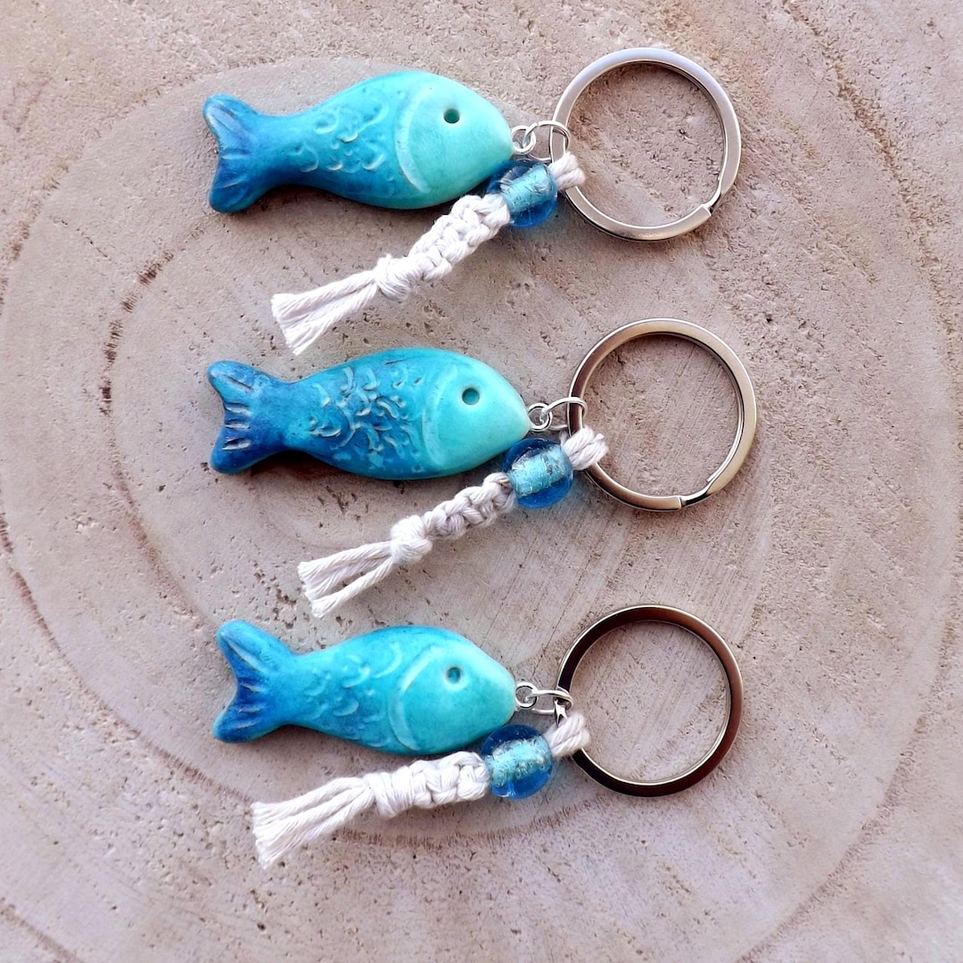 Miniblings Sailfish Keychain - Handmade Blue Plastic Fish Pendant, 80mm, Ocean Theme Keyring