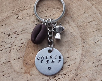 Italian Moka coffee bean keychain handmade