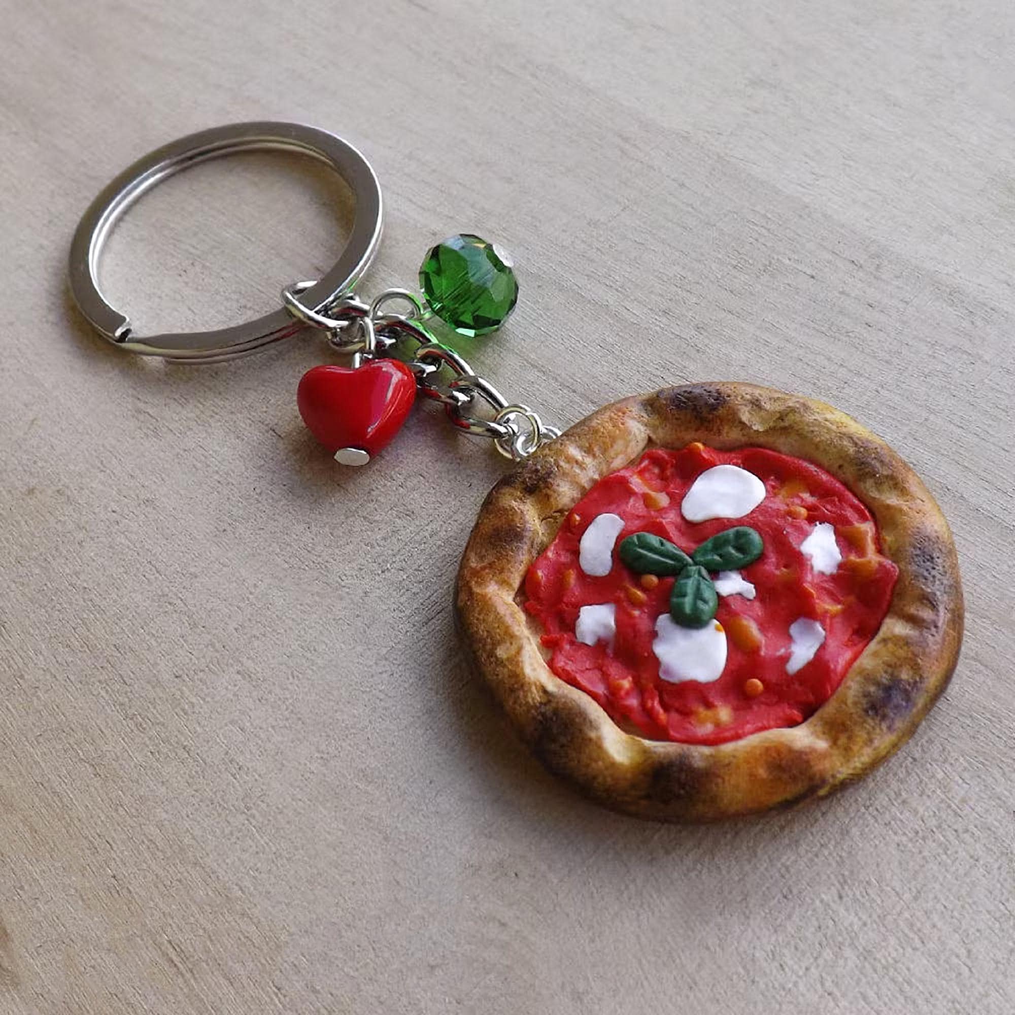 Portachiavi A Forma Di Pizza - Ciondolo Simulazione Cibo In PVC E Lega - Portachiavi Divertente Per Borsa, Zaino, Studenti - 4