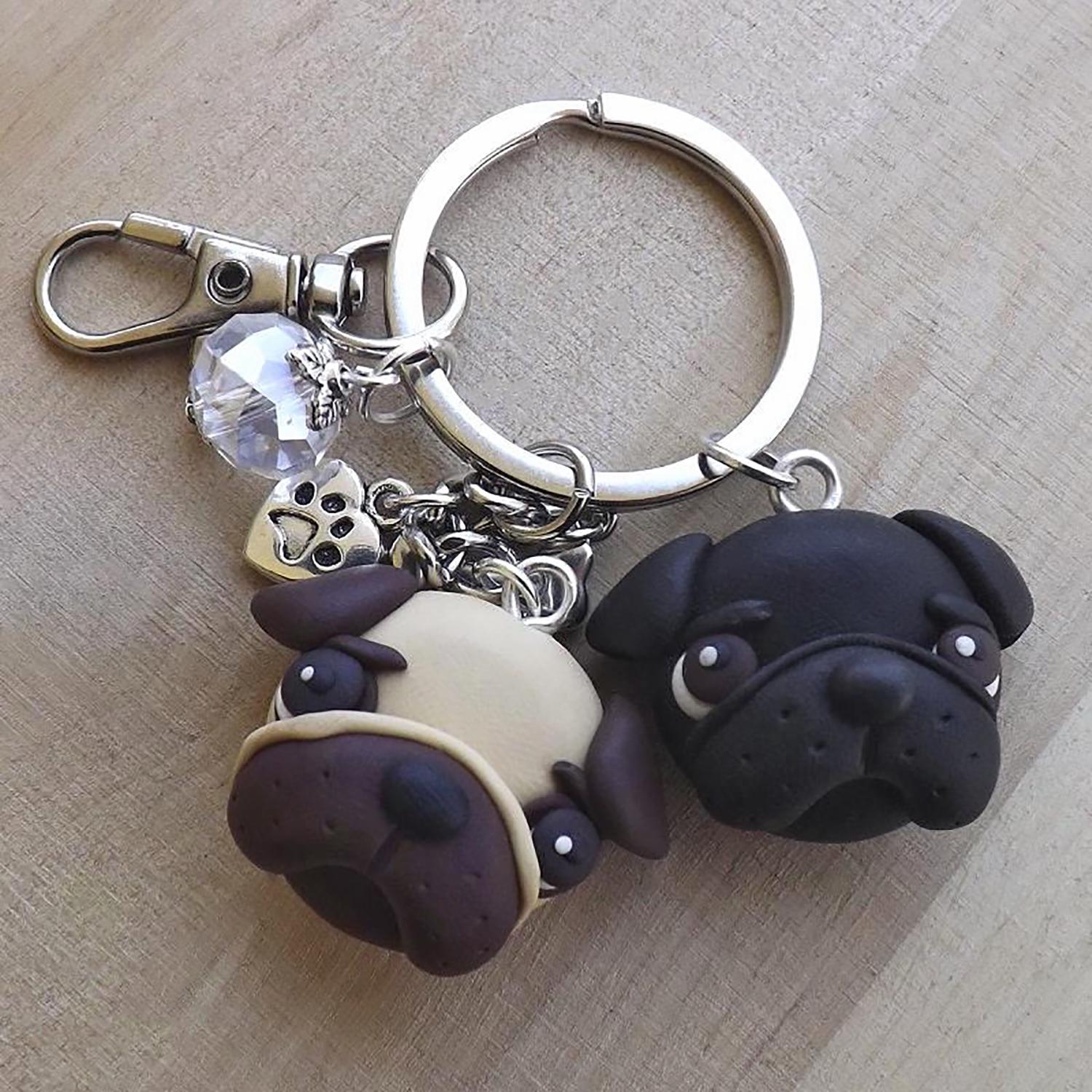 PLITI - Llavero De Pug Para Amantes De Los Perros, Regalo Para Dueños De Pug, Regalo Para Mamás, Regalo De Pug Loco, Regalo Para Señora, Paz Y Amor, Regalo De Pug, Peace