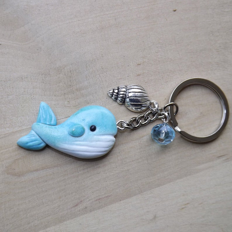 Blue Whale Keychain Polymer Clay Handmade Etsy