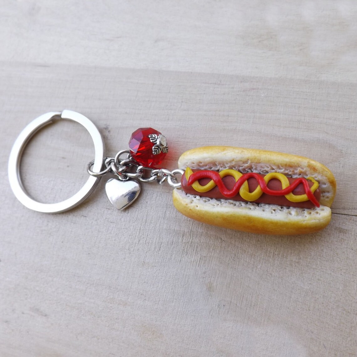 Hot Dog Keychain Polymer Clay Handmade Etsy