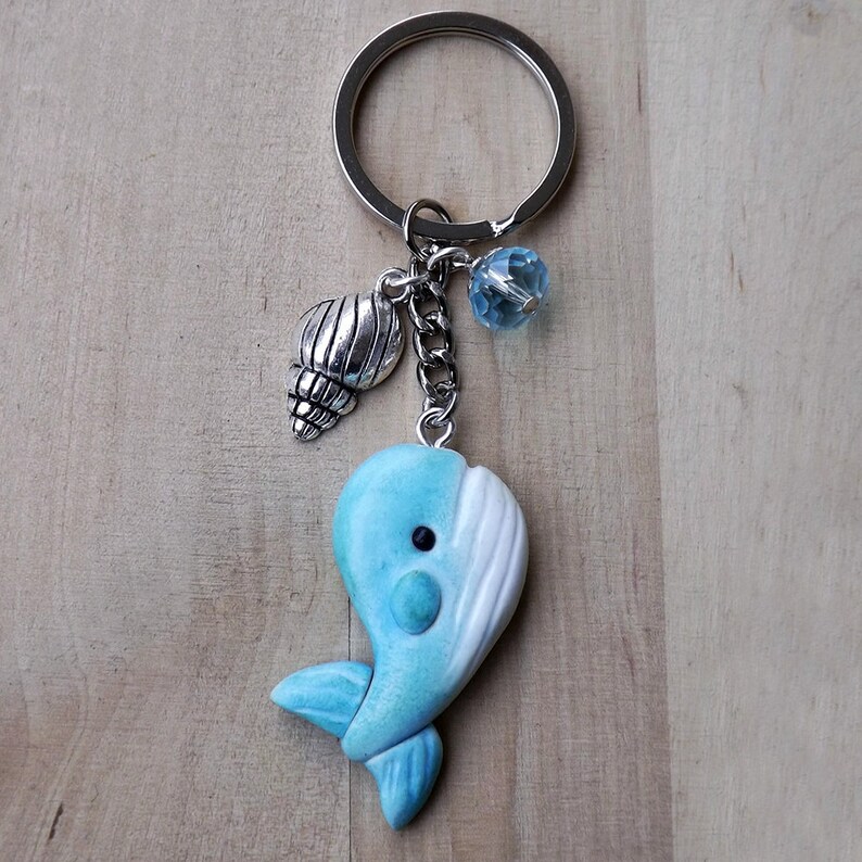 Blue Whale Keychain Polymer Clay Handmade Etsy