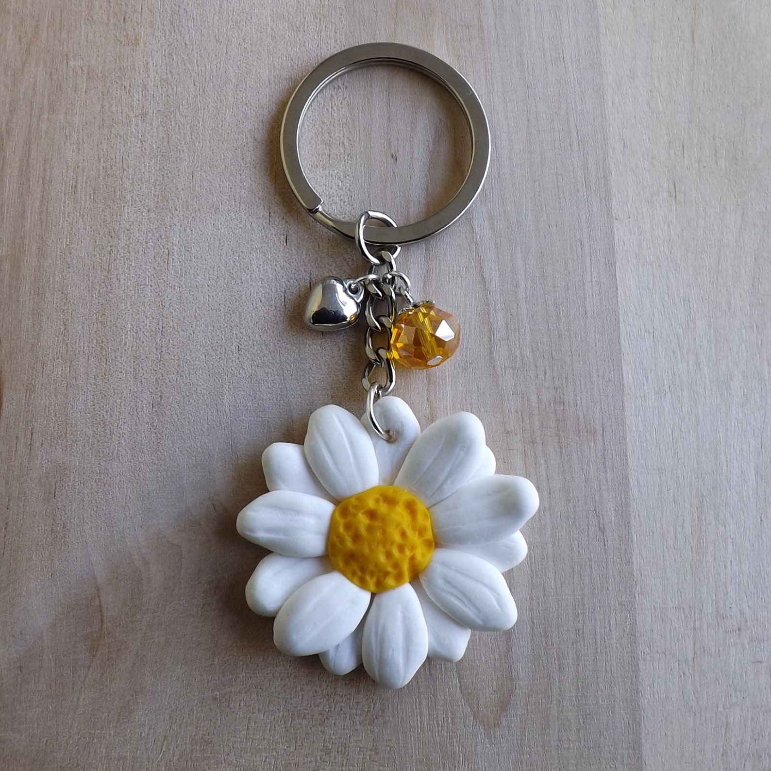 Daisy Flower Keychain Polymer Clay Handmade Etsy