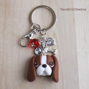 Handmade Cavalier King Charles Spaniel Keychain –  Blenheim Polymer Clay Dog Bag Charm