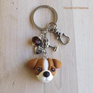 Jack Russell terrier keychain dog polymer clay