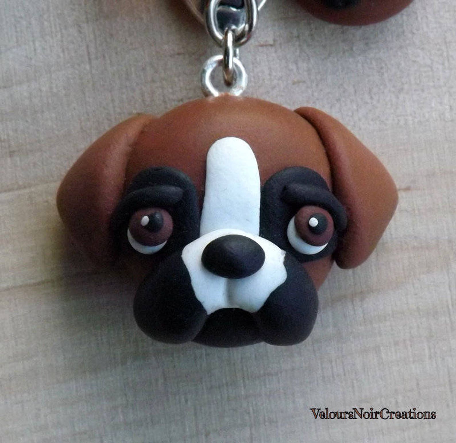 Boxer Dog Keychain Polymer Clay Handmade Etsy