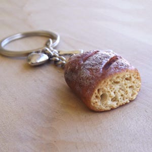 Bread keychain polymer clay handmade