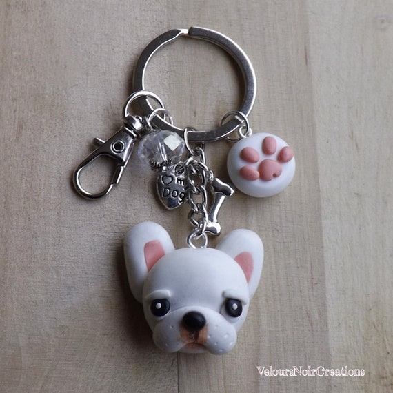 Key Ring Keychains, Bulldog Keychain, Clef Accessories, Dog Key Ring