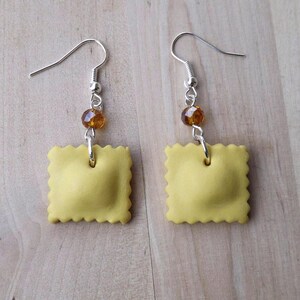 Ravioli earrings polymer clay  handmade