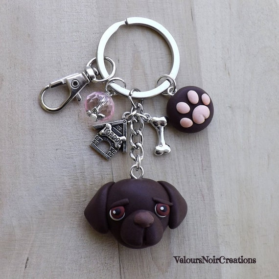 Chocolate Labrador Retriever Keychain Polymer Clay Handmade Etsy