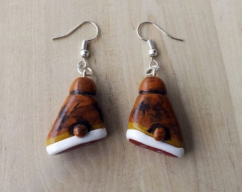 Raw ham earrings polymer clay handmade