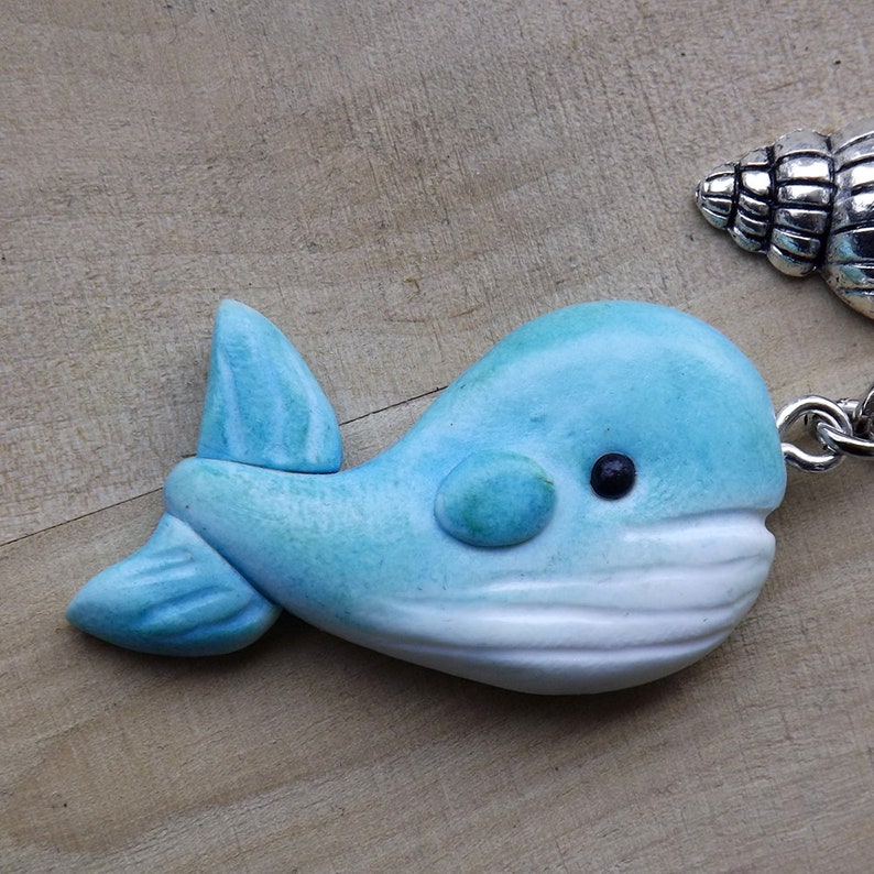 Blue Whale Keychain Polymer Clay Handmade Etsy