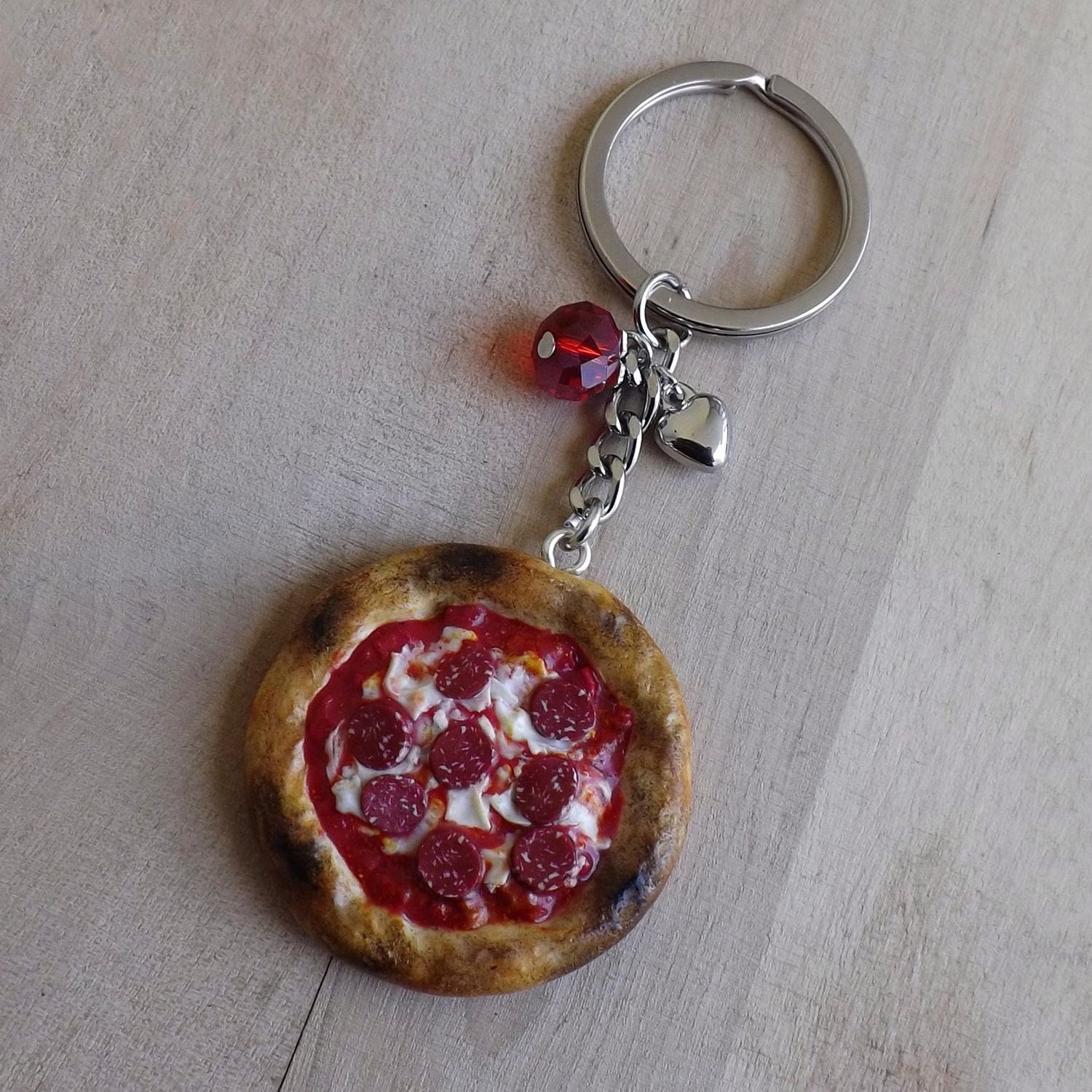Rolling Pin and Pizza Keychain Polymer Clay Handmade -  Israel