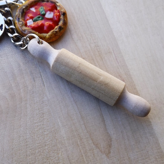 Rolling Pin and Pizza Keychain Polymer Clay Handmade -  Israel