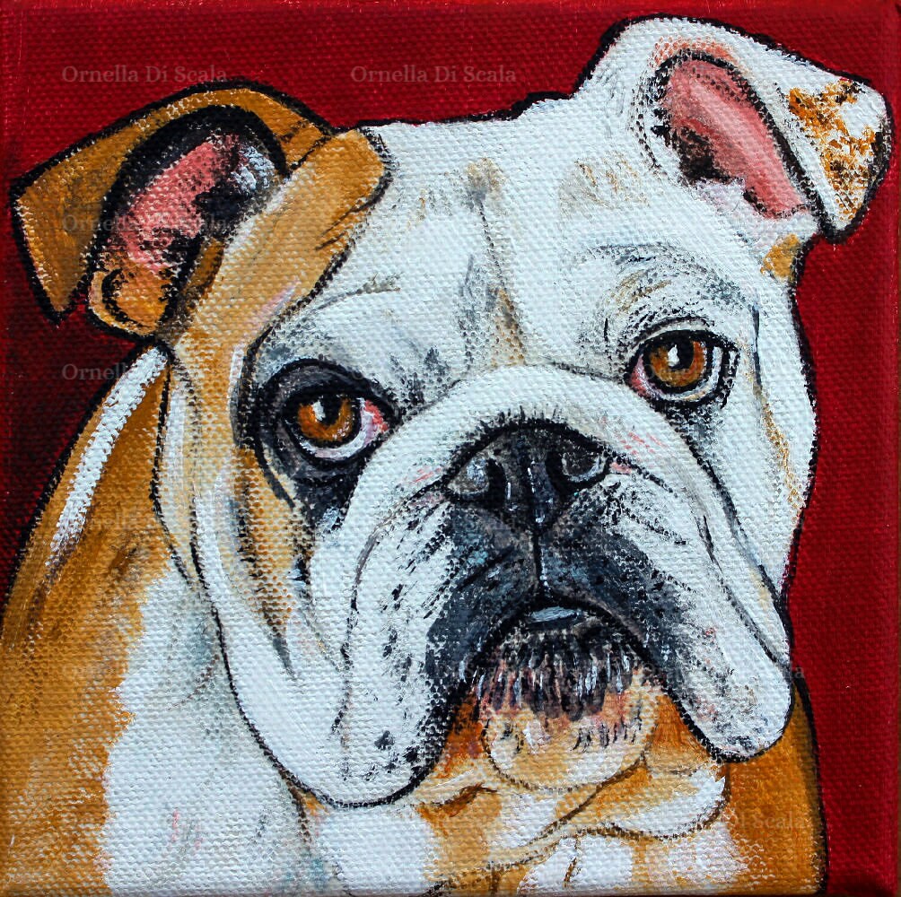 English Bulldog painting acrylic on canvas Etsy