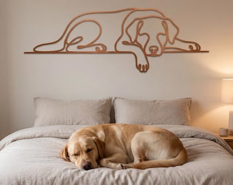 Labrador Metal Wall Art, Sleeping Dog Line Art, Custom Labrador Retriever Metal Art, Dog Owner Gift, Pet Memorial Sign