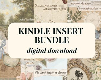 Vintage Cottagecore Kindle Insert Bundle - Digital Download for Printing - Use With Clear Kindle Case