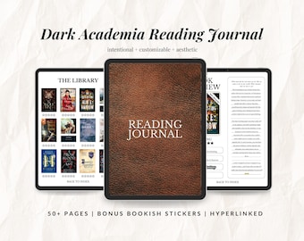 Dark Academia Digital Reading Journal | Cozy Minimalist Book Tracker for Goodnotes (Digital Download) | FREE Stickers Included