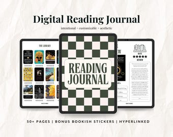 Digital Reading Journal | Cozy Minimalist Book Tracker for Goodnotes (Digital Download) | FREE Stickers Included