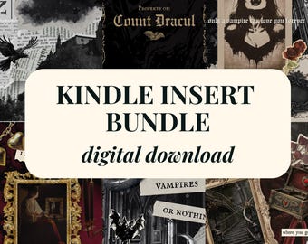 Gothic Vampire Kindle Insert Bundle - Digital Download for Printing - Use With Clear Kindle Case