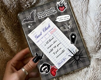 Printable Kindle Insert - 90s Vamp - Vampire Stickers and Check Inspired