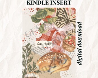 Printable Kindle Insert - Frilly Fawn - Strawberry Cottagecore Inspired