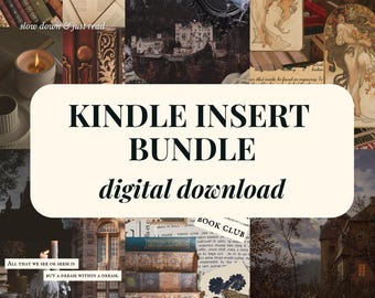 Dark Academia Kindle Insert Bundle - Digital Download for Printing - Use With Clear Kindle Case