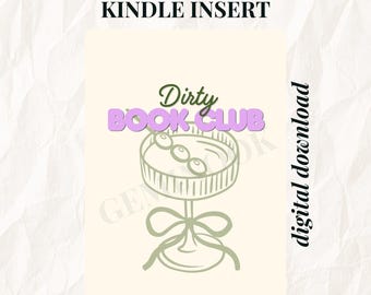 Printable Kindle Insert - Dirty Book Club - Martini Inspired - For Use With Clear Kindle Case