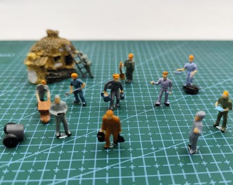 Conjunto de figuras de trabajadores en miniatura a escala 1:87, accesorios para maquetas de trenes con figuras de personas en miniatura, dioramas de trabajadores de la construcción, minifiguras para maquetas de escenas.