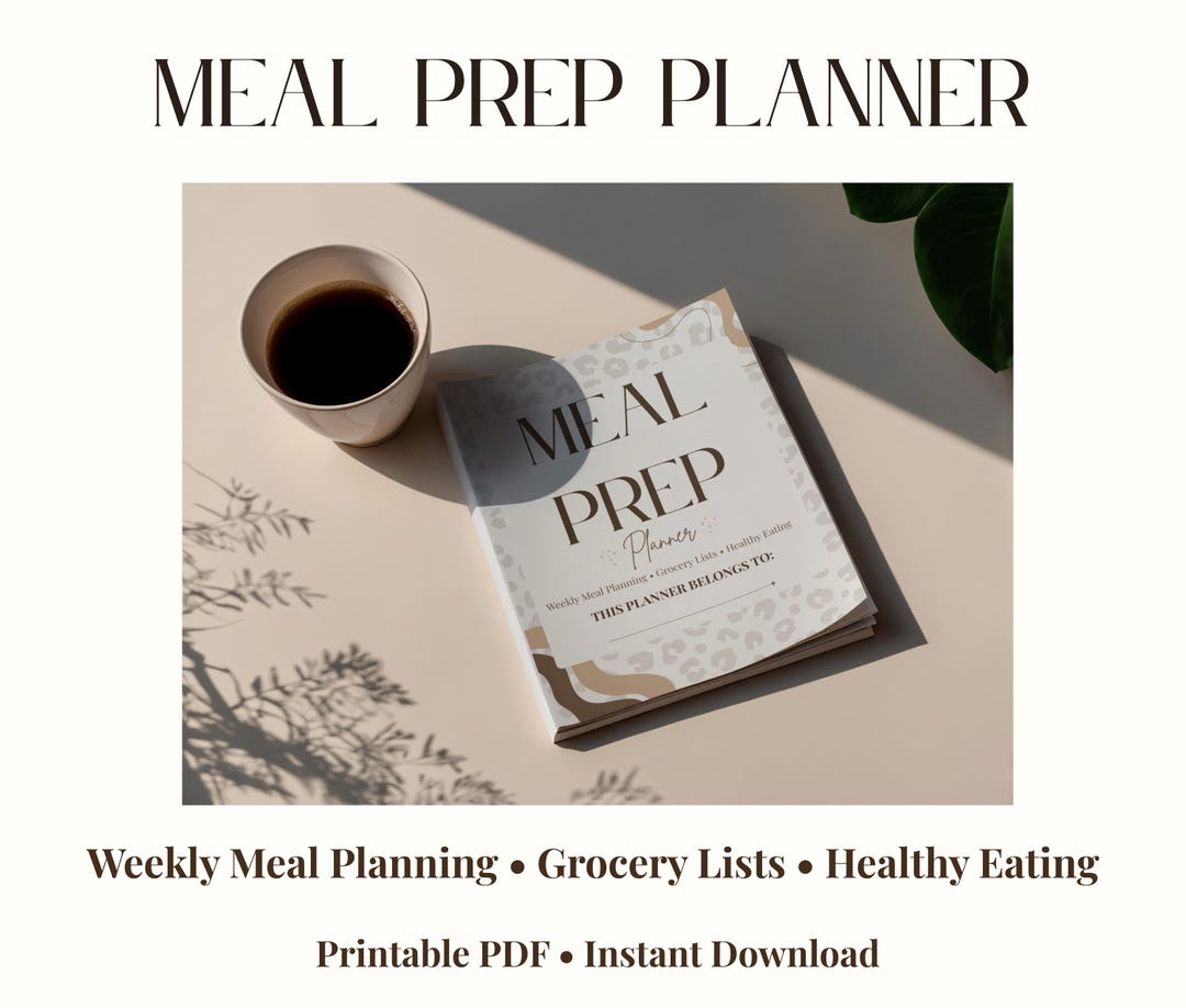 Meal Prep Planner Printable PDF, Grocery List Printable, Digital ...