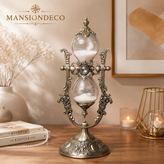Vintage Hourglass Timer 15 Minutes, Antique Sand Timer Decor, Desk Decor, Retro Home Office Decoration, Unique Wedding Gift