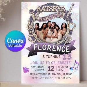 Katseye Birthday Invitation, Kids Pop Star Birthday Party Invite, Editable Canva Template, Girl Group Music Bday Card, Digital Download