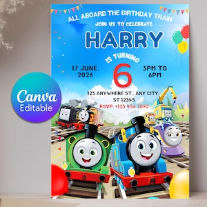 Thomas Train Birthday Invitation, Editable Kids Party Invite (Digital Download)