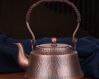 Copper Teapot | Handmade Copper Kettle | Handled Kettle | Hammered Copper Kettle | Vintage Tea Set | Mother's Day Gift