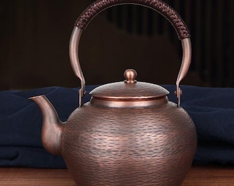 Hervidor de cobre / Tetera de gran capacidad / Cafetera / Hervidor de cobre hecho a mano / Tetera para estufa eléctrica de cerámica / Juego de té / Regalo para el Día de la Madre