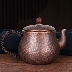 Tetera de cobre puro / tetera Kung Fu / tetera de cobre hecha a mano / tetera de cerámica para estufa eléctrica / tetera para calentar en la estufa