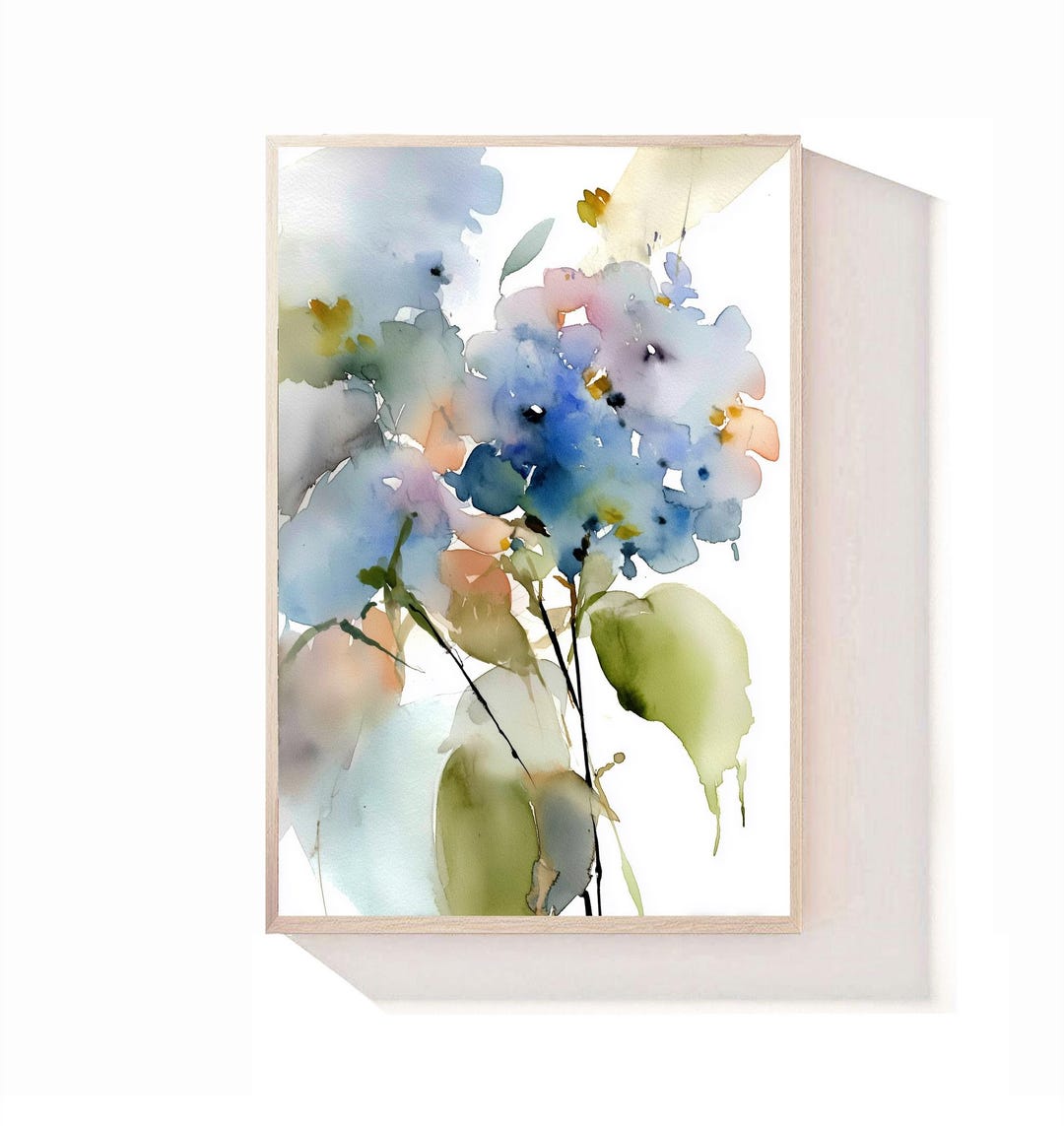 Hydrangea Watercolor Print Flower Wall Art Sunflower Artwork Floral ...