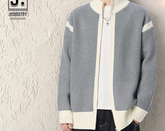 Ribbed Cardigan Jacket | Zip Stand Collar Top | Daily Wear | Modern Y2K Streetwear