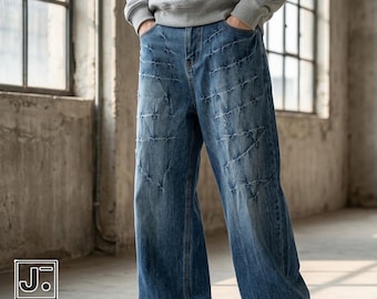 Wide Leg Jeans | Washed Denim Straight Pants | Daily Wear | Y2K Streetwear Style