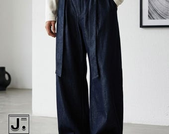 Wide Leg Denim Pants | Retro Loose Fit Jeans | Casual Streetwear Trousers