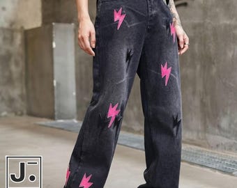Graphic Baggy Jeans | Casual Loose Fit Pants | Daily Wear | Y2K Streetwear Style