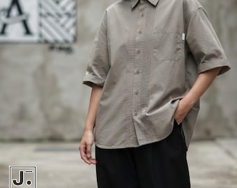 Pleated Polo Shirt | Oversized Button Front Top | Daily Wear | Casual Layer Style