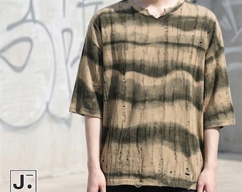 V Neck Top | Loose Fit Striped Shirt | Daily Wear | Y2K Streetwear Style