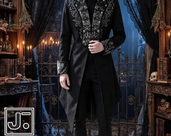 Vampire Tail Coat | Victorian Long Sleeve Jacket | Party Wear | Gothic Steampunk Style