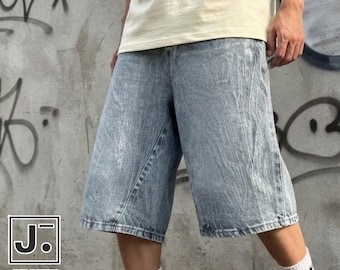 Washed Denim Jorts | Loose Knee Length Shorts | Relaxed Fit | Casual Summer Style