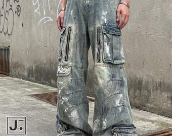 Baggy Cargo Jeans | Multi Pocket Wide Leg Pants | Daily Wear | Y2K Fashion Style