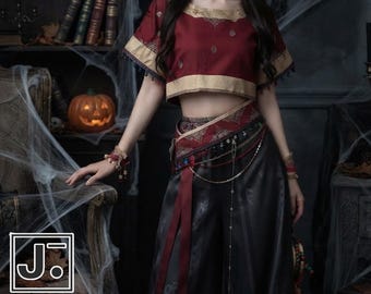 Halloween Costume Set | Cropped Top Harem Pants | Party Wear | Chinese Fairy Style