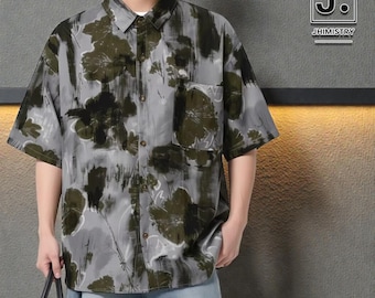 Abstract Printed Shirt | Loose Button Up Top | Daily Wear | Retro Streetwear Style