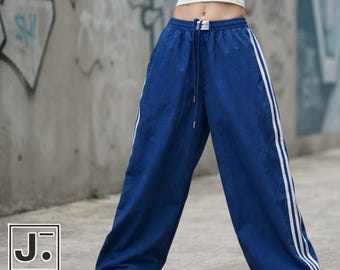 Baggy Stripe Pants | Casual Wide Leg Trousers | Loose Fit | Y2K Streetwear Style